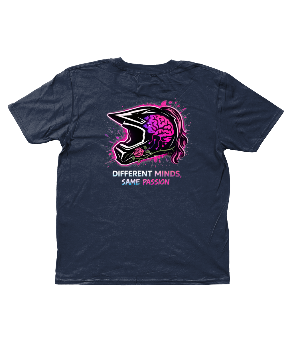Girls Different Minds ponytail motocross t-shirt