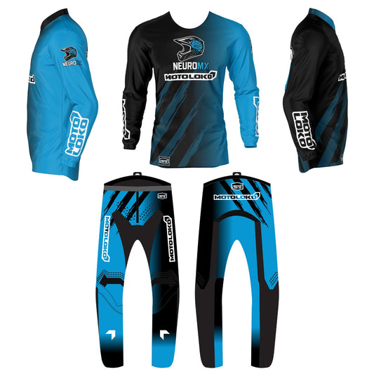 Black / Blue fade Motocross Kit – kids | NeuroMX x MotoLoko