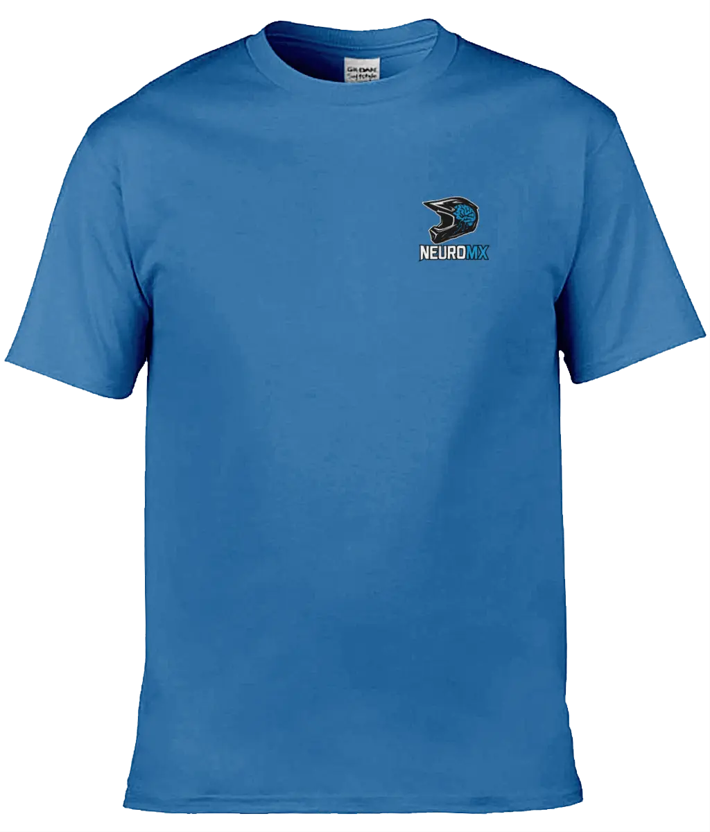 Blue motocross t-shirt with helmet and NeuroMX logo on chest
