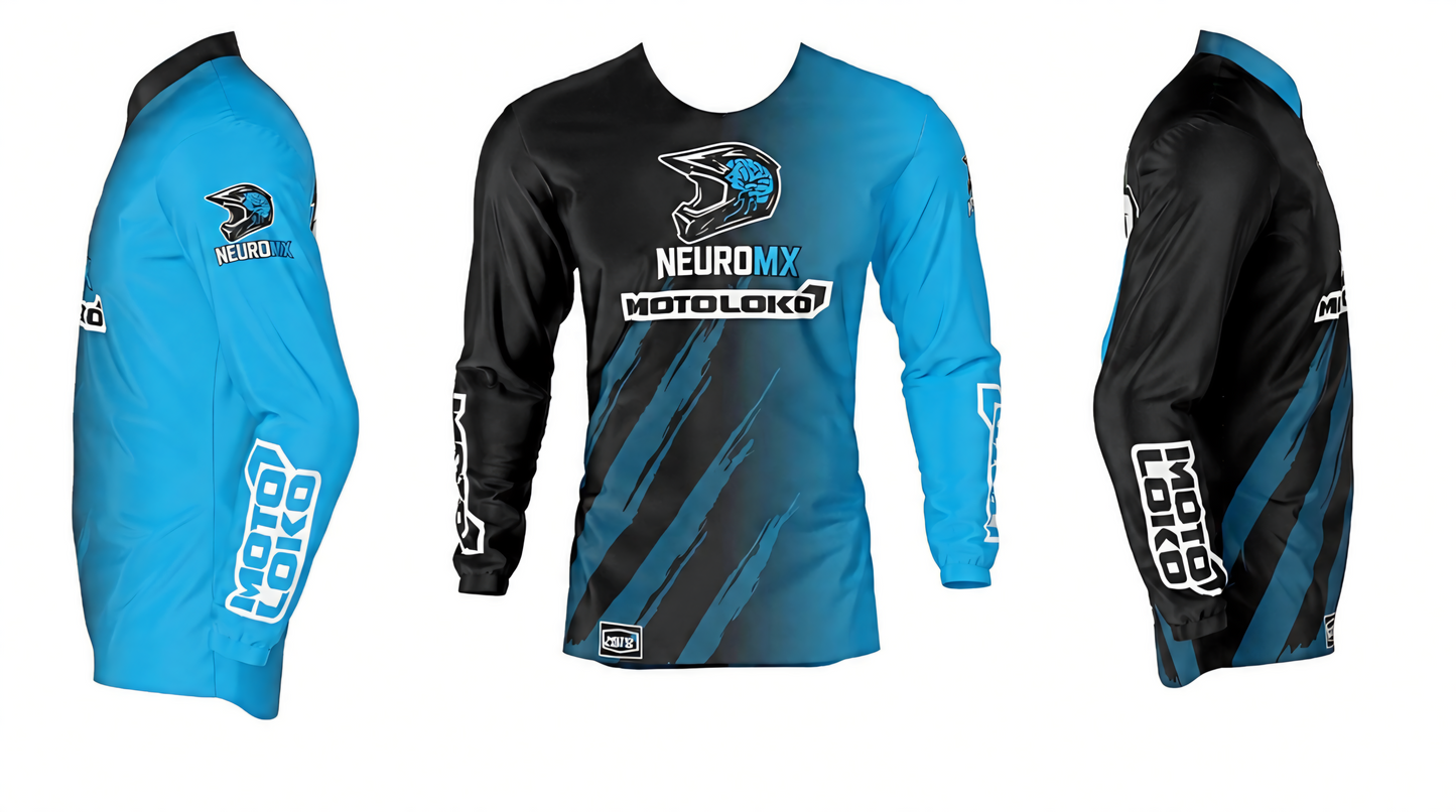 Black / Blue Fade kids Motocross Jersey | NeuroMX x MotoLoko MX Jersey